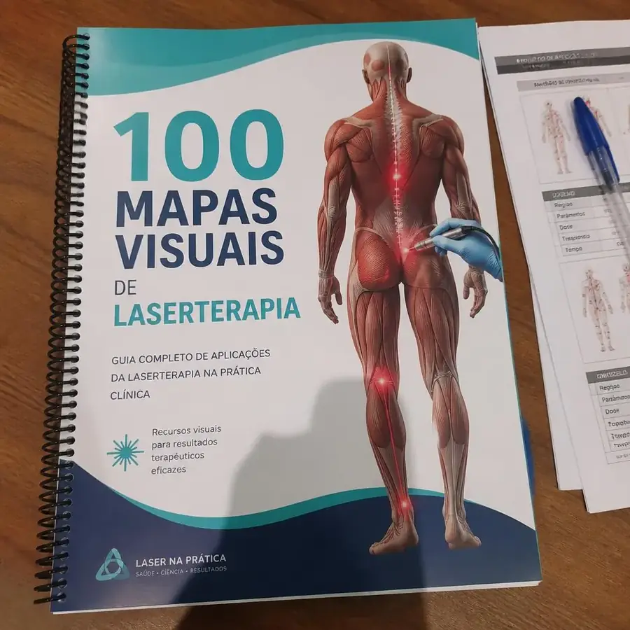 Material impresso dos 100 Mapas Visuais de Laserterapia